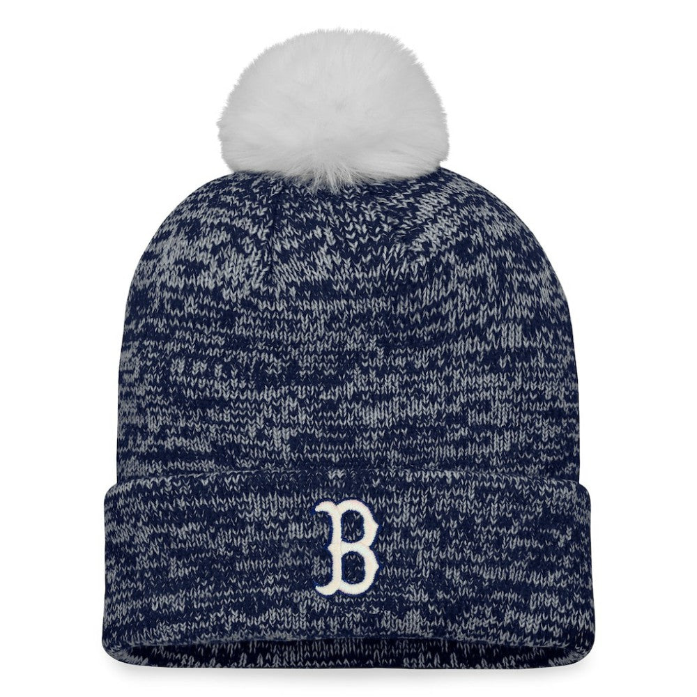 Boston Red Sox Women's Iconic Cuffed Knit Hat with Pom Navy/White