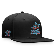 Miami Marlins Iconic Team Patch Fitted Hat Black