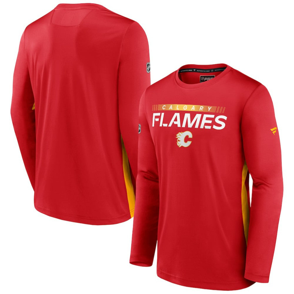 Calgary Flames Fanatics Authentic Pro Rink Performance Long Sleeve T-Shirt Red