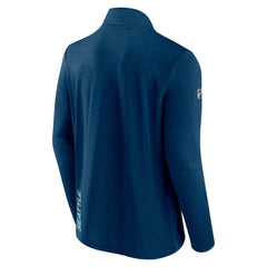 Seattle Kraken Fanatics Authentic Pro Rink Quartet-Zip Jacket Heather Deep Sea Blue