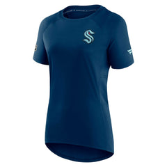 Seattle Kraken Fanatics Women's Authentic Pro Rink Raglan Tech T-Shirt Deep Sea Blue