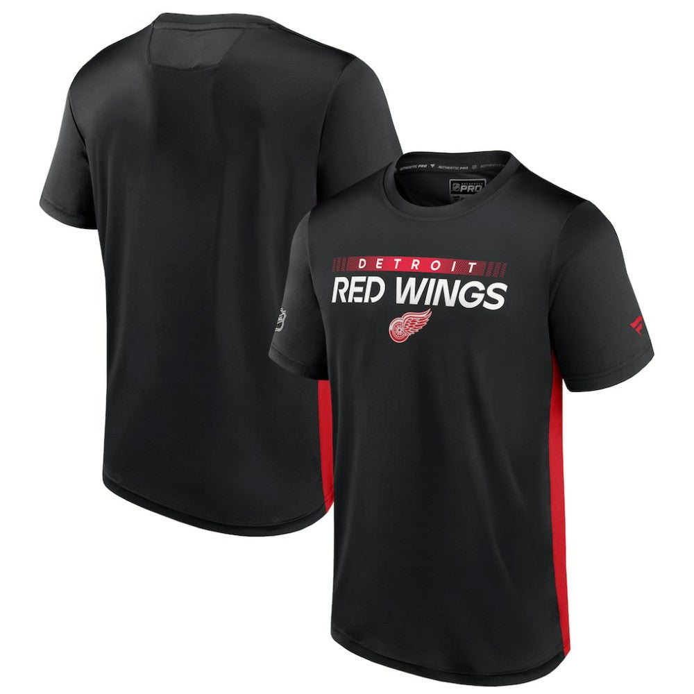 Detroit Red Wings Fanatics Authentic Pro Rink Tech T-Shirt Black/Red