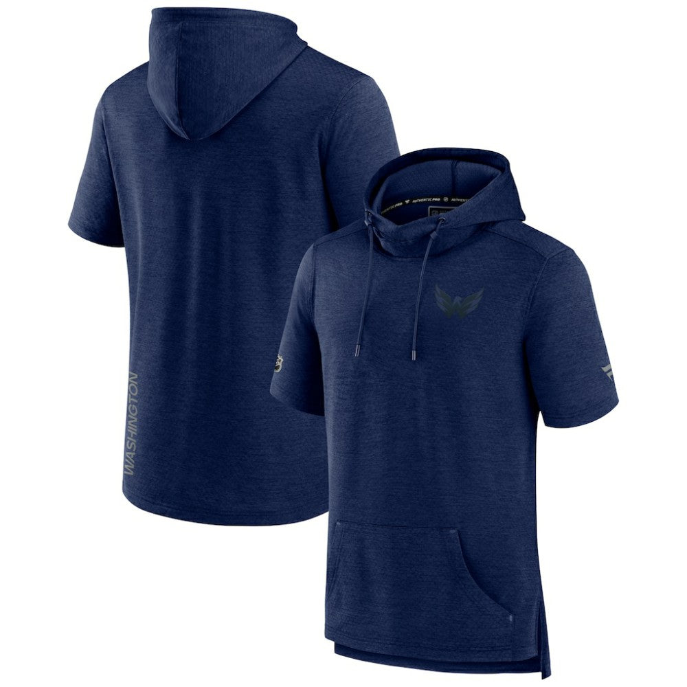 Washington Capitals Fanatics Authentic Pro Road Performance Short Sleeve Pullover Hoodie Heather Navy