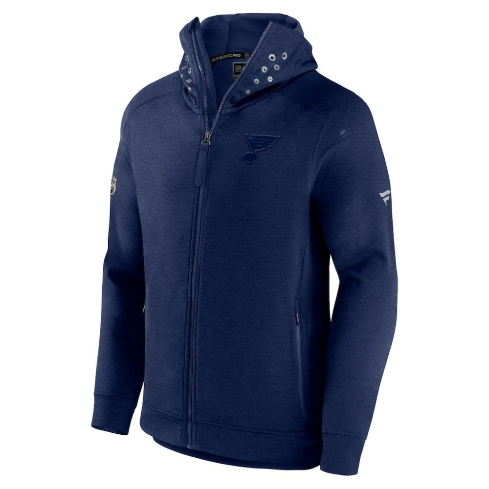 St. Louis Blues Fanatics Authentic Pro Road Tech Lightweight Full-Zip Hoodie Jacket Navy
