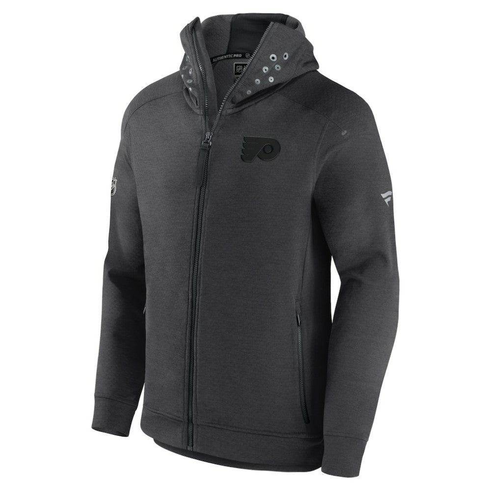 Philadelphia Flyers Fanatics Authentic Pro Road Tech Lightweight Full-Zip Hoodie Jacket Charcoal
