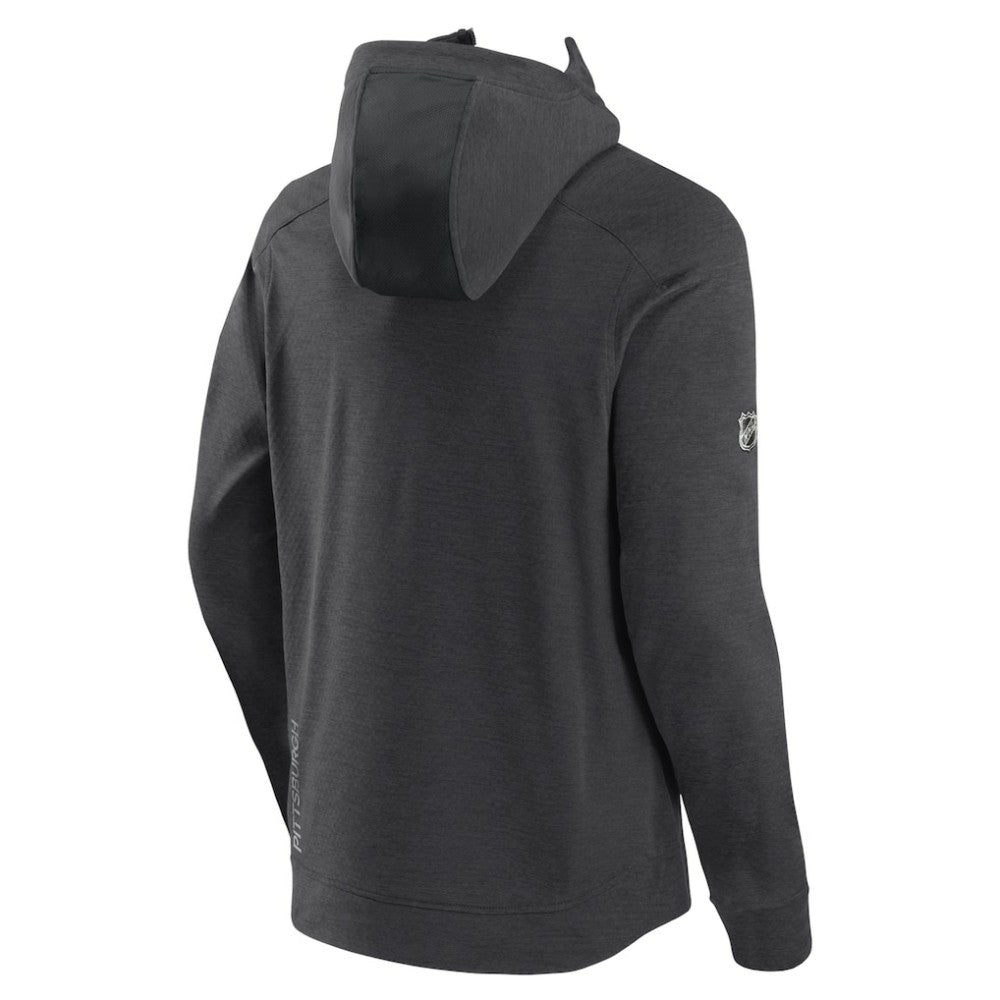 Pittsburgh Penguins Fanatics Authentic Pro Road Tech Lightweight Full-Zip Hoodie Jacket Charcoal