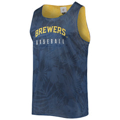Milwaukee Brewers FOCO Floral Reversible Mesh Tank Top Navy/Gold