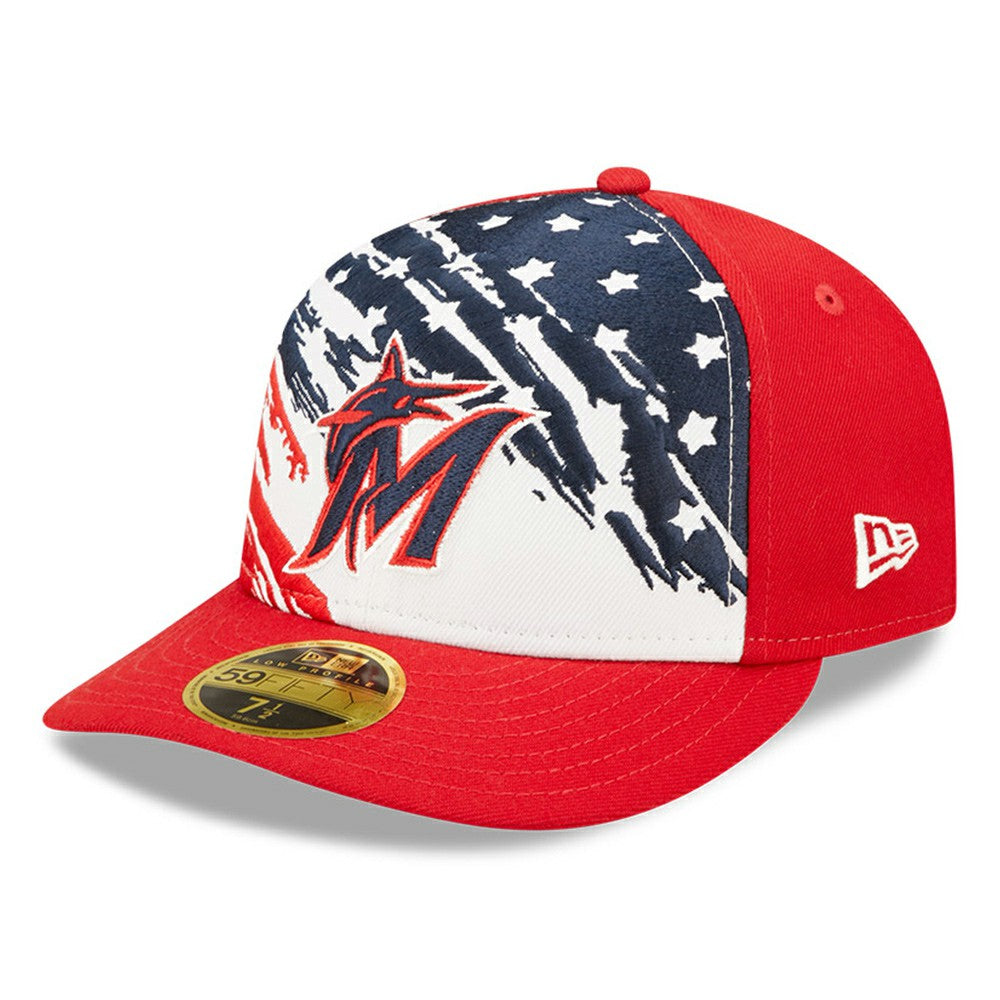 Miami Marlins 2022 4th of July Low Profile 59FIFTY Fitted Hat Red | New Era
