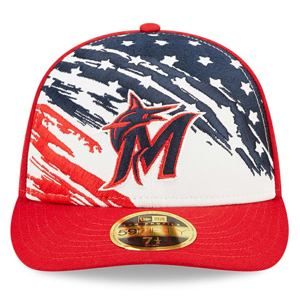 Miami Marlins 2022 4th of July Low Profile 59FIFTY Fitted Hat Red | New Era