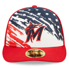 Miami Marlins 2022 4th of July Low Profile 59FIFTY Fitted Hat Red | New Era