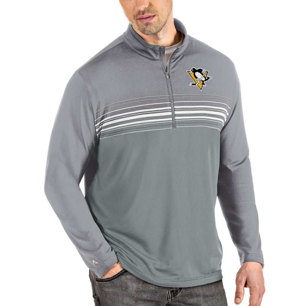 Pittsburgh Penguins Antigua Pace Quarter-Zip Pullover Top Gray