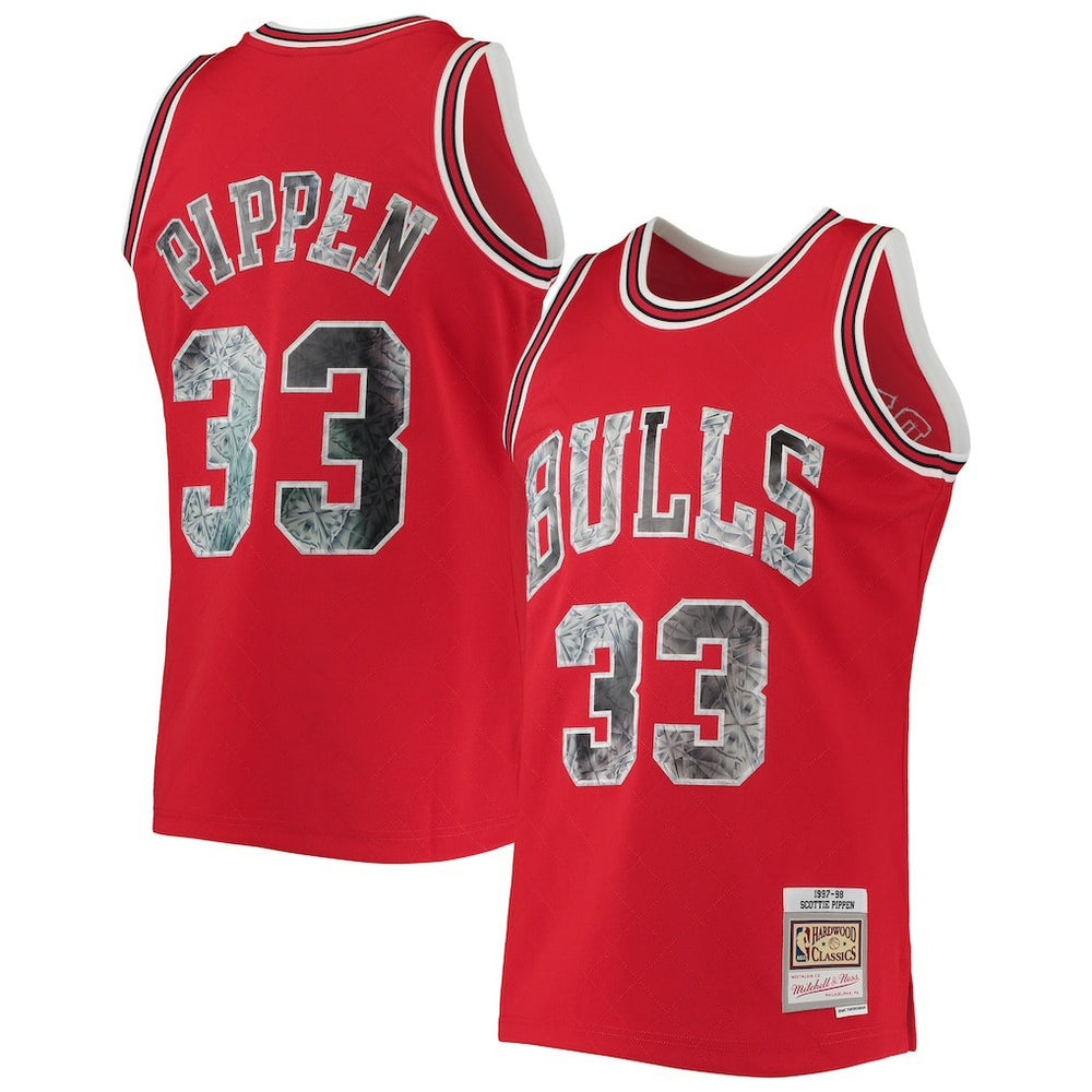 Scottie Pippen Chicago Bulls 1997/98 Hardwood Classics NBA 75th Anniversary Diamond Swingman Jersey sale - Red