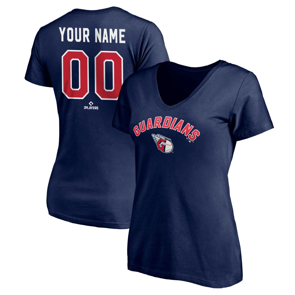 Cleveland Guardians Women's Personalized Winning Streak V-Neck T-Shirt Navy