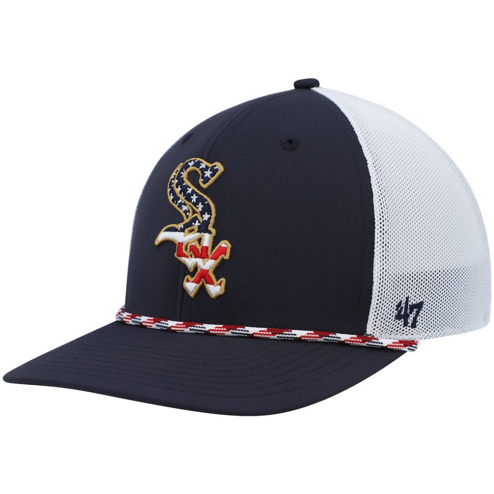 Chicago White Sox Flag Fill Trucker Snapback Hat Navy/White | 47 brand