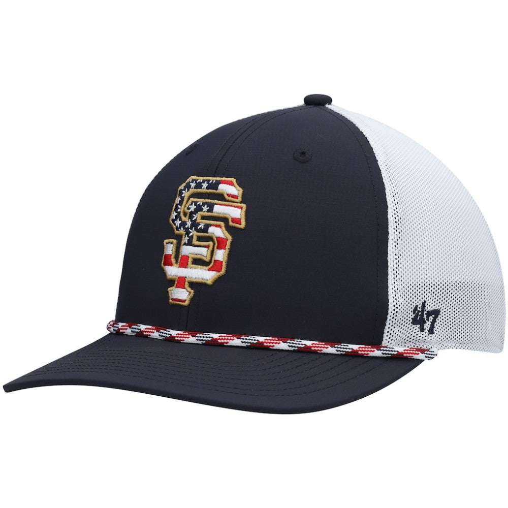 San Francisco Giants Flag Fill Trucker Snapback Hat Navy/White | 47 brand