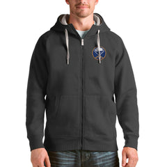 Buffalo Sabres Antigua Logo Victory Full-Zip Hoodie Charcoal