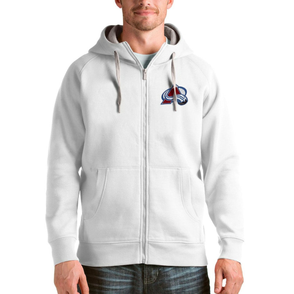 Colorado Avalanche Antigua Logo Victory Full-Zip Hoodie White