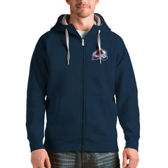 Colorado Avalanche Antigua Logo Victory Full-Zip Hoodie Navy