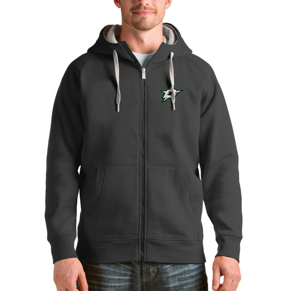 Dallas Stars Antigua Logo Victory Full-Zip Hoodie Charcoal