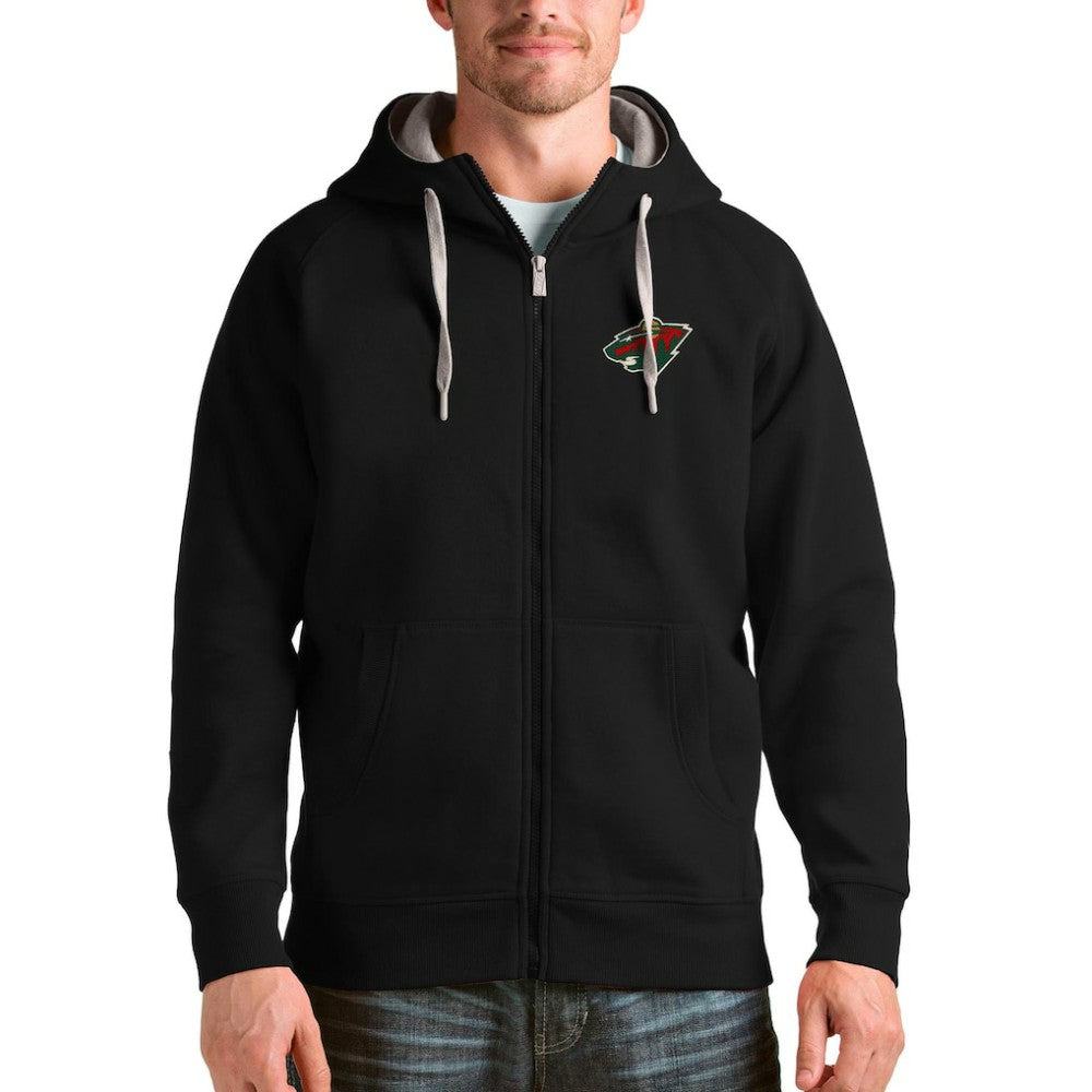Minnesota Wild Antigua Logo Victory Full-Zip Hoodie Black