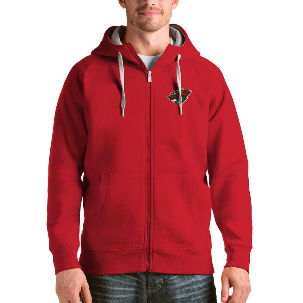 Minnesota Wild Antigua Logo Victory Full-Zip Hoodie Red