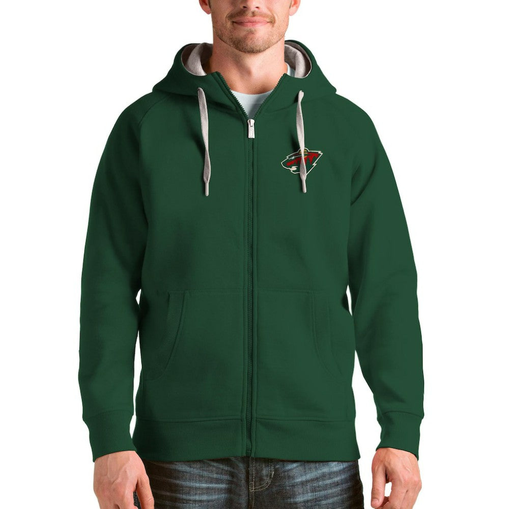 Minnesota Wild Antigua Logo Victory Full-Zip Hoodie Green