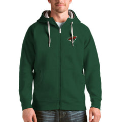 Minnesota Wild Antigua Logo Victory Full-Zip Hoodie Green