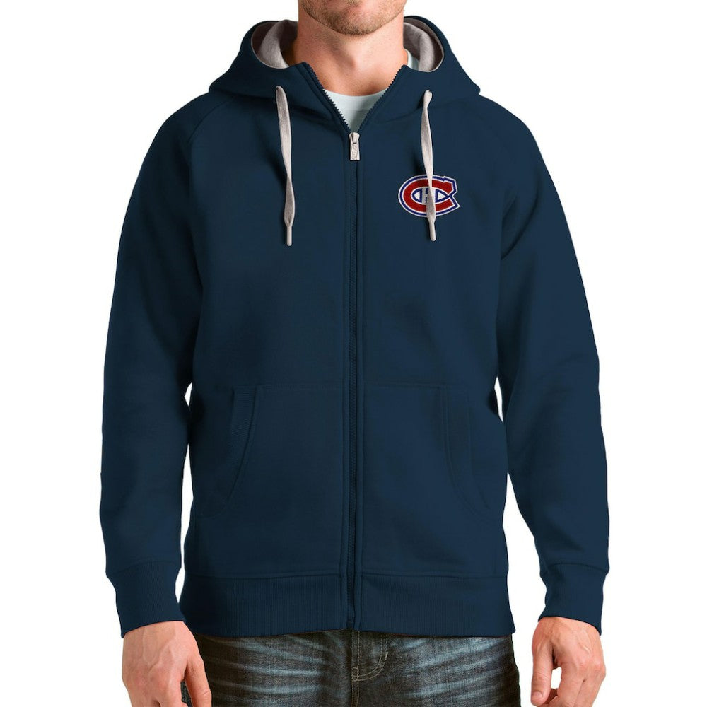 Montreal Canadiens Antigua Logo Victory Full-Zip Hoodie Navy