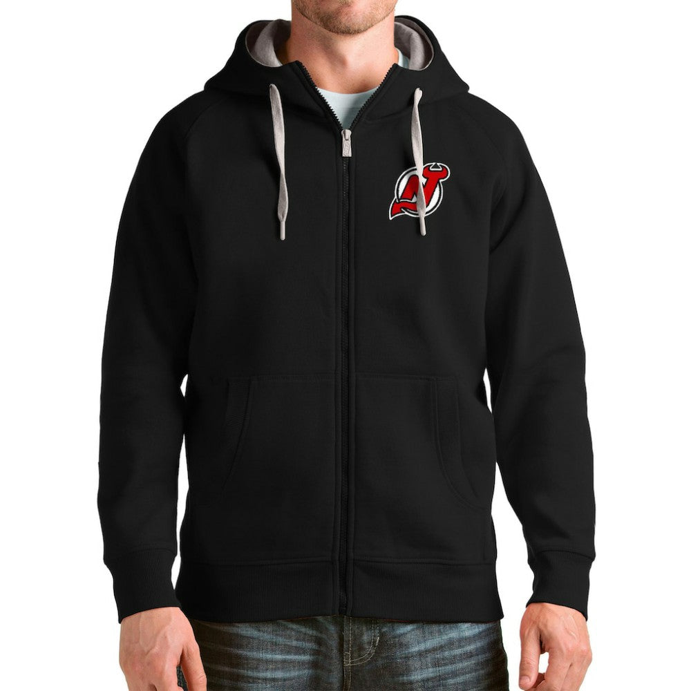 New Jersey Devils Antigua Logo Victory Full-Zip Hoodie Black