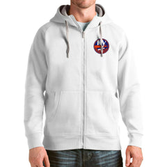 New York Islanders Antigua Logo Victory Full-Zip Hoodie White