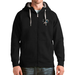San Jose Sharks Antigua Logo Victory Full-Zip Hoodie Black