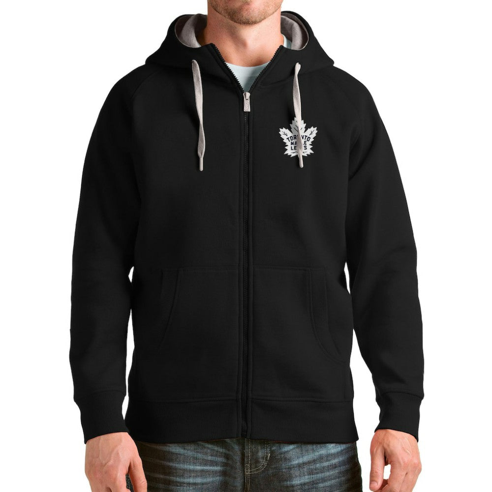 Toronto Maple Leafs Antigua Logo Victory Full-Zip Hoodie Black