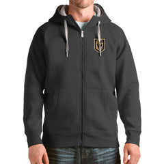 Vegas Golden Knights Antigua Logo Victory Full-Zip Hoodie Charcoal