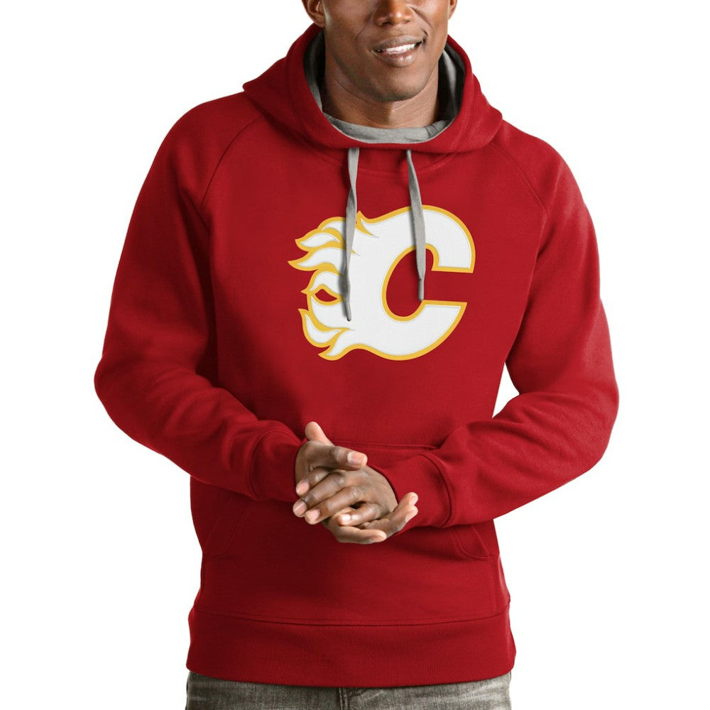 Calgary Flames Antigua Logo Victory Pullover Hoodie Red