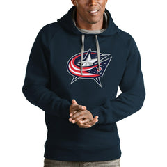 Columbus Blue Jackets Antigua Logo Victory Pullover Hoodie Navy