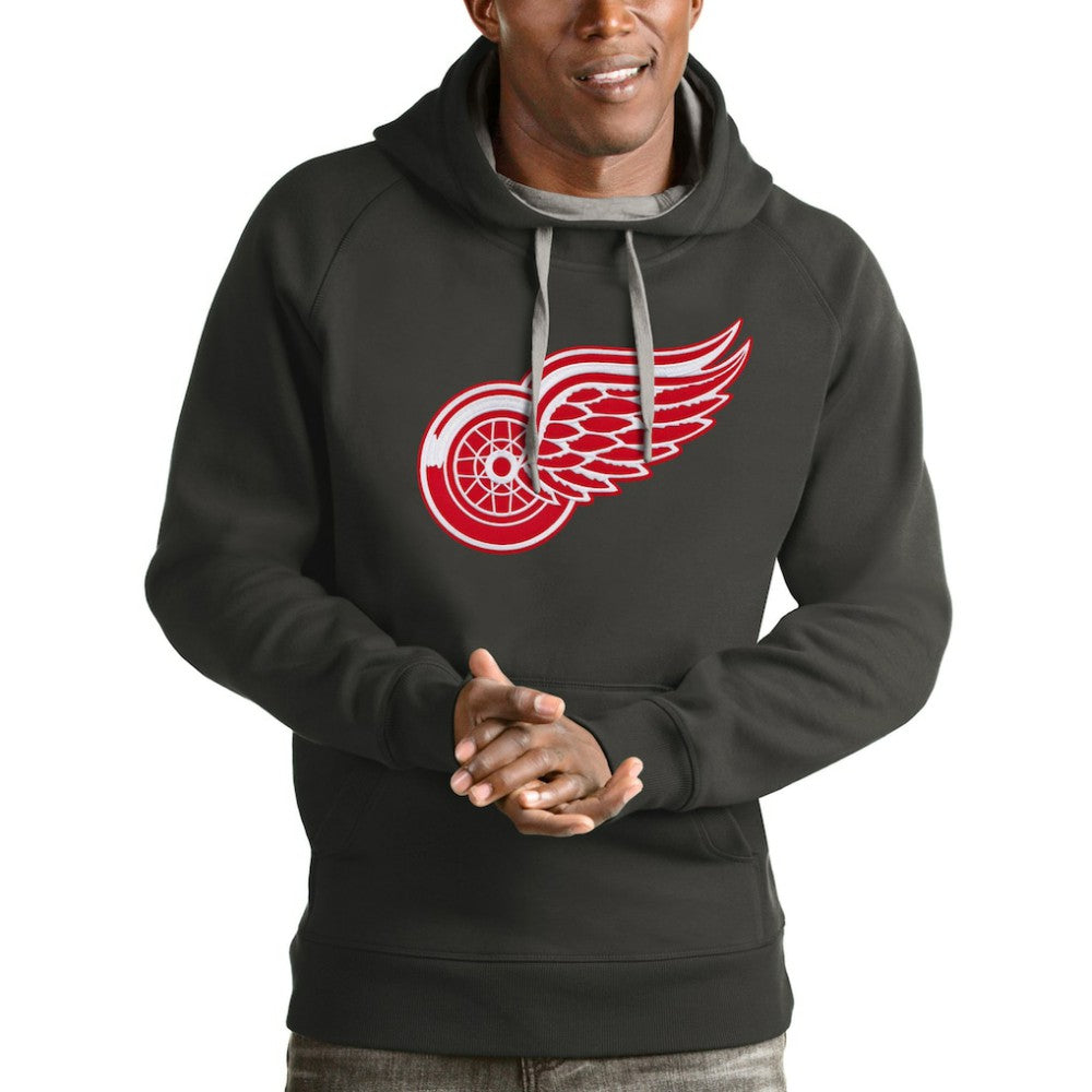 Detroit Red Wings Antigua Logo Victory Pullover Hoodie Charcoal