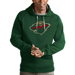 Minnesota Wild Antigua Logo Victory Pullover Hoodie Hunter Green
