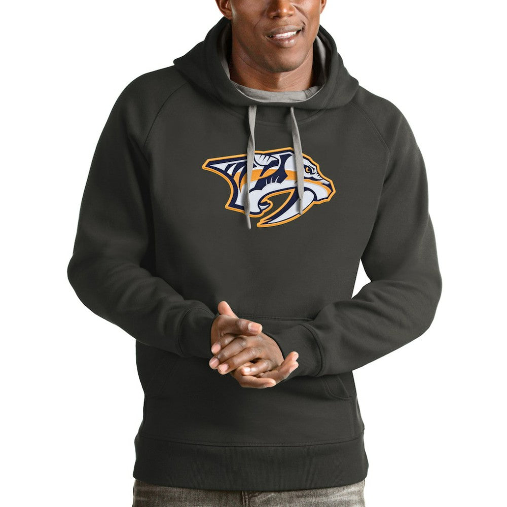 Nashville Predators Antigua Logo Victory Pullover Hoodie Charcoal