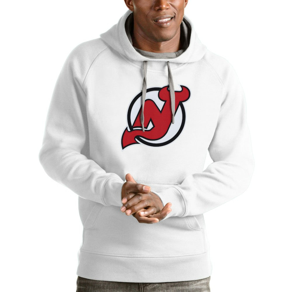 New Jersey Devils Antigua Logo Victory Pullover Hoodie White