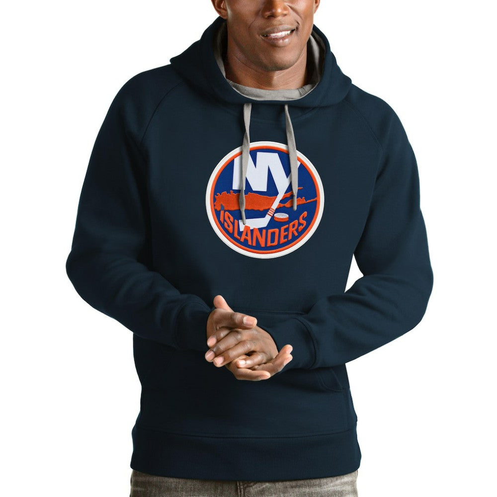 New York Islanders Antigua Logo Victory Pullover Hoodie Navy