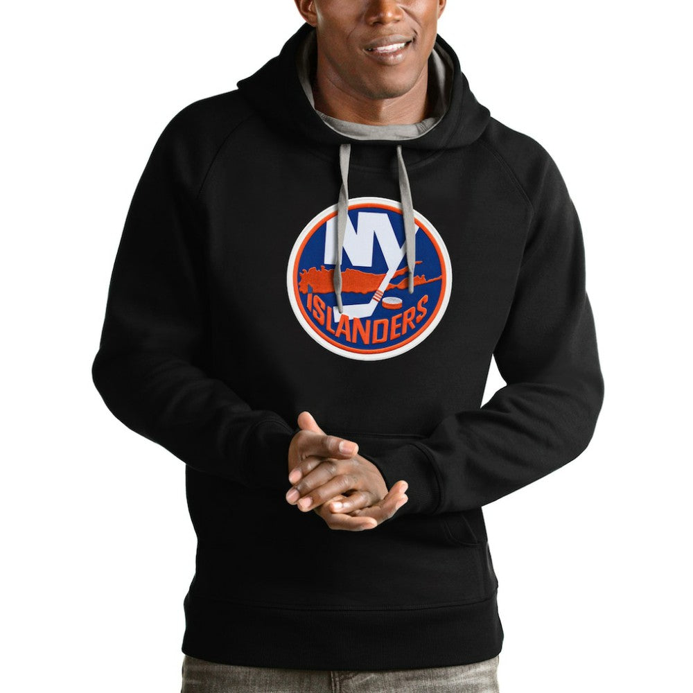 New York Islanders Antigua Logo Victory Pullover Hoodie Black