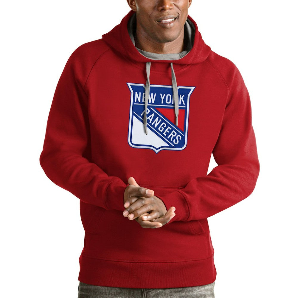 New York Rangers Antigua Logo Victory Pullover Hoodie Red