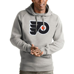 Philadelphia Flyers Antigua Logo Victory Pullover Hoodie Heathered Gray