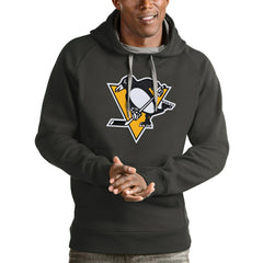 Pittsburgh Penguins Antigua Logo Victory Pullover Hoodie Charcoal