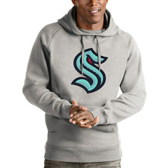 Seattle Kraken Antigua Logo Victory Pullover Hoodie Heathered Gray
