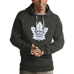 Toronto Maple Leafs Antigua Logo Victory Pullover Hoodie Charcoal