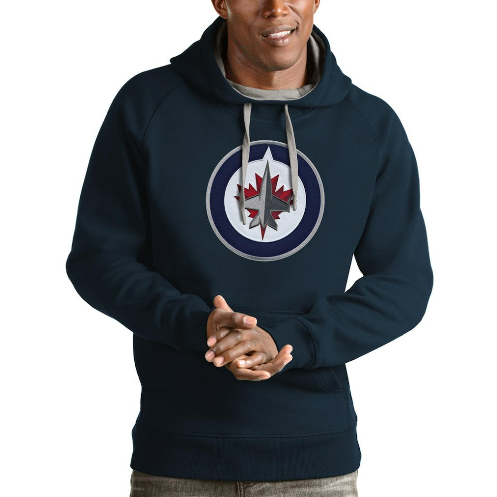 Winnipeg Jets Antigua Logo Victory Pullover Hoodie Navy
