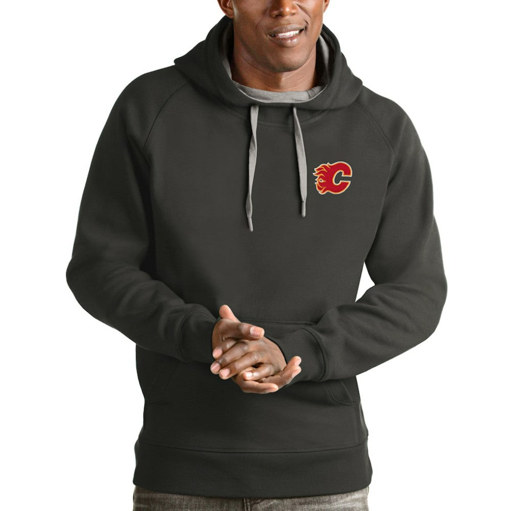 Calgary Flames Antigua Victory Pullover Hoodie Charcoal