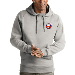 New York Islanders Antigua Victory Pullover Hoodie Heathered Gray