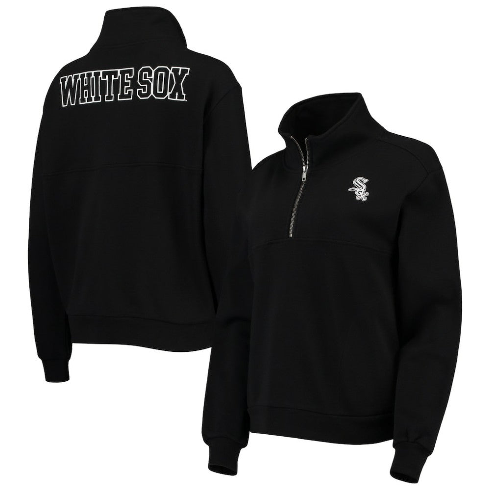 Chicago White Sox The Wild Collective Women's Two-Hit Quarter-Zip Pullover Top Black